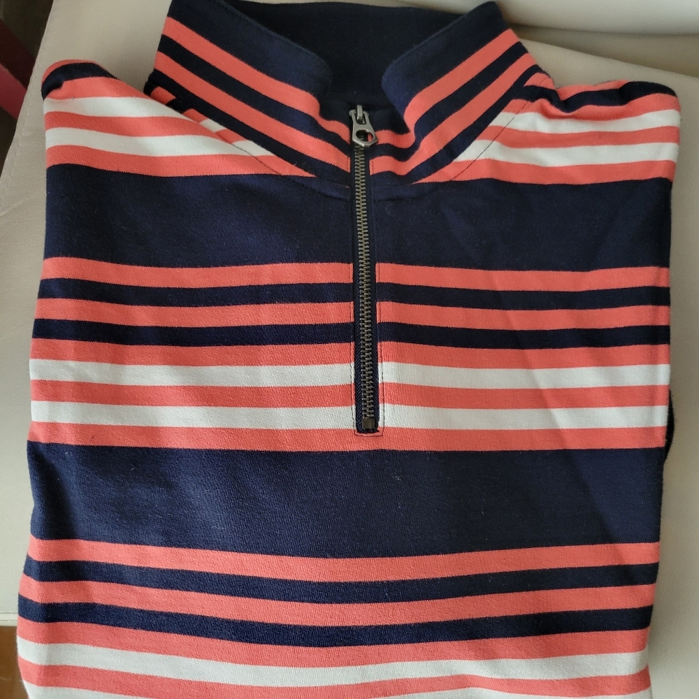 Merona Men's XL Quarter-Zip Shirt 100% Cotton Orange & Blue ~ Unisex FINAL PRICE - Picture 7 of 9